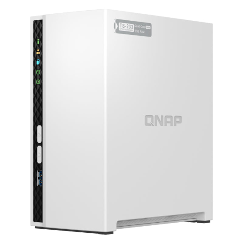 Servidor Nas Qnap Ts-233, Arm Cortex A55 4C/2Ghz,2Gb Ram(On-Board), Bahias: 2 X 3.5