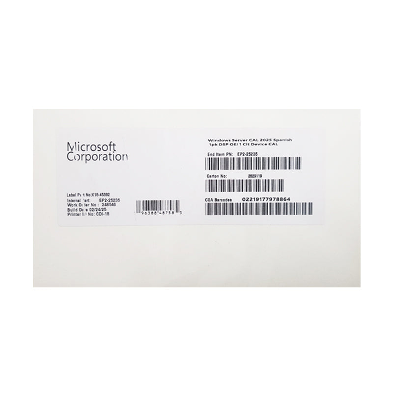 Microsoft Windows Server Cal 2025 1Pk Device Cal (Ep2-25235)