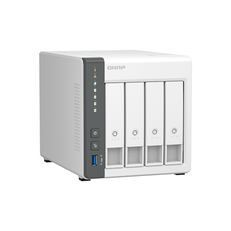 Servidor Nas Qnap Ts-433-4G, Arm Cortex A55 4C/2Ghz, 4Gb Ram(On-Board), Bahias 4X3.5