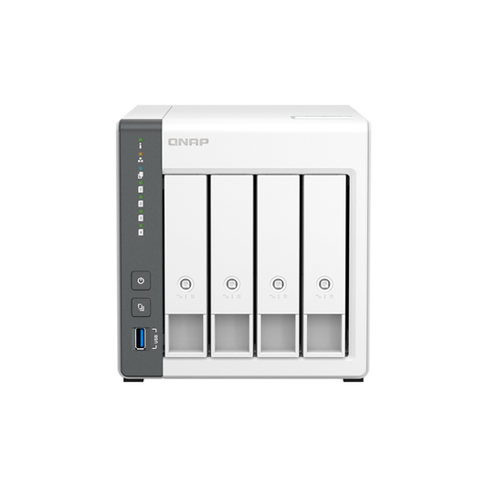 Servidor Nas Qnap Ts-433-4G, Arm Cortex A55 4C/2Ghz, 4Gb Ram(On-Board), Bahias 4X3.5