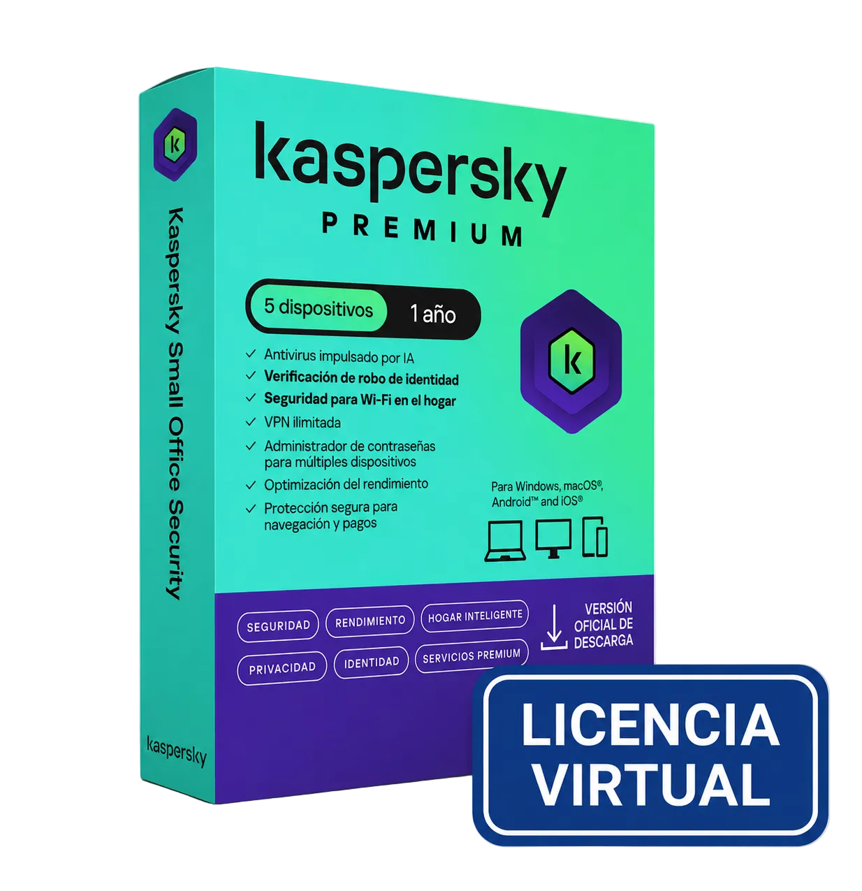 Antivirus Kaspersky Premium, Para 5 Pcs, Lic 1 Año, Producto Virtual.