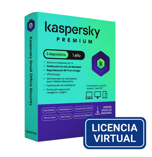 Antivirus Kaspersky Premium, Para 5 Pcs, Lic 1 Año, Producto Virtual.