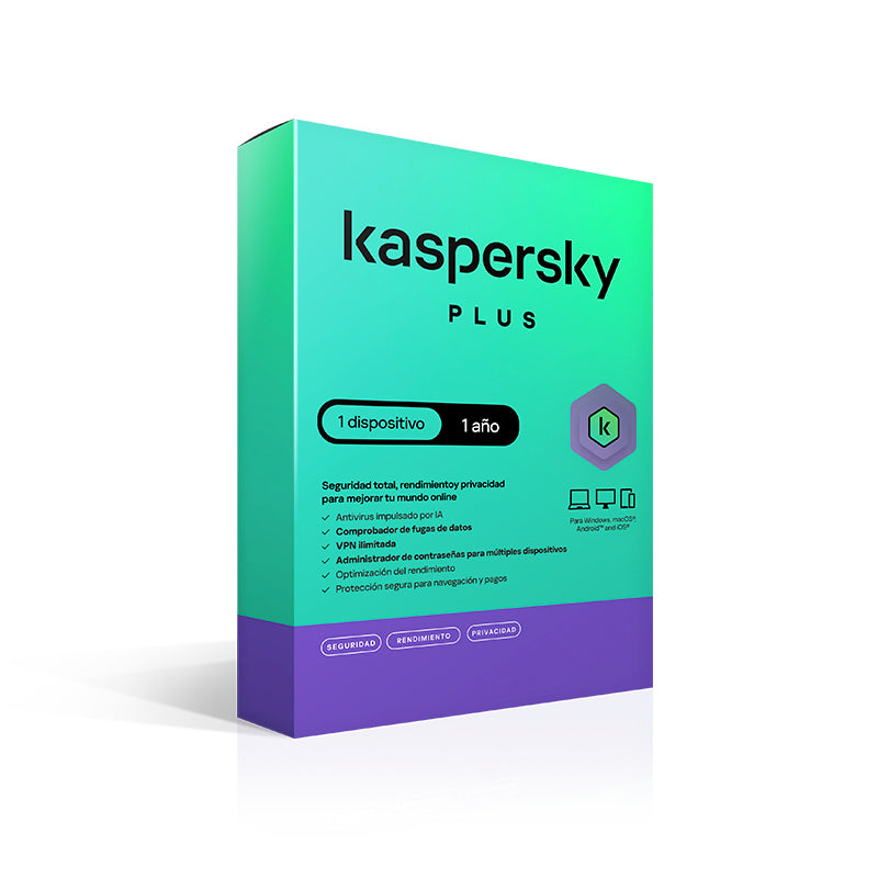 Antivirus Kaspersky Plus, Para 1 Pc, Lic 1 Año, Producto Virtual.