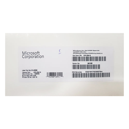 Microsoft Windows Svr Std 2025 Spanish Oei 2Cr (Apos) (Ep2-25418)